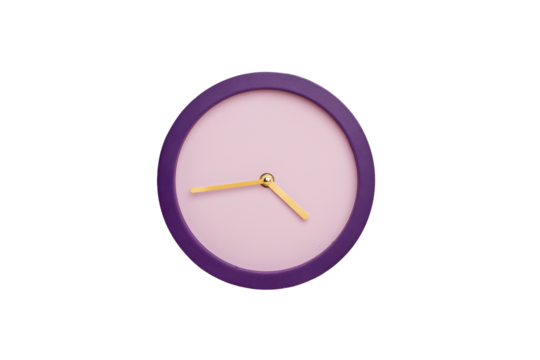Purple wall watch isolated on white background