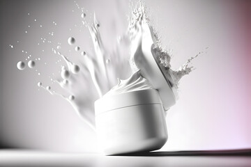 Fondo para presentación de cosméticos y maquillaje. Crema facial de lujo. Diseño de banner o flyer publicitario de cosmética.Cajas en blanco de crema cosmética.Ai generado.