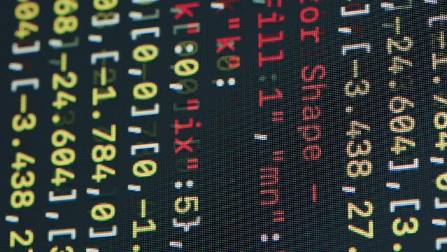 Coding UX UI script text on screen, HTML5 in editor for website development, Close up Macro of Programming code software developer. 