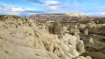 sunset landscape at sunset valley viewpoint in Cappadocia, Nevsehir, Turkey