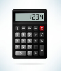 Electronic calculator isolated on light background. Vector illus