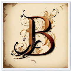 The beauty of letter B in an Asian calligraphy style