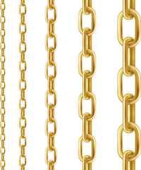Golden chain. Set of seamless vector design elements