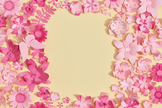 Decorative background from white paper flowers.