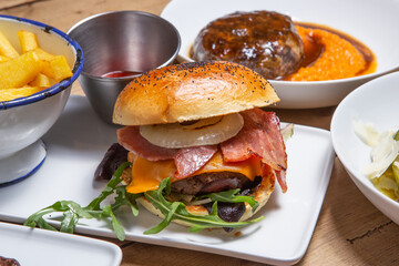 Burger with french fries