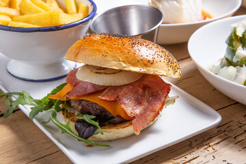 Burger with french fries