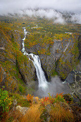 Norwegia wodospad Vøringsfossen - obrazy, fototapety, plakaty