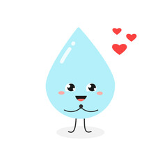 Cute enamored cartoon waterdrop character vector illustration