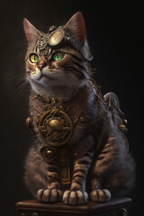 steampunk style cat  generated by AI
