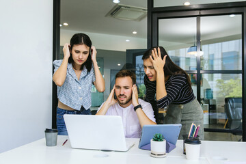 Diverse colleagues gather in brainstorm discuss statistics together. Group of people colleagues gather doing Brainstorming business plan together. Team Brainstorm Working Concept.