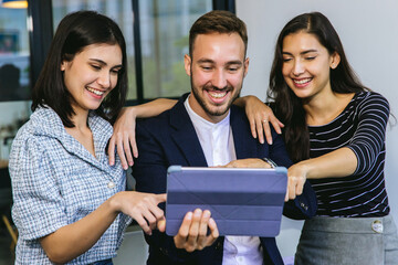 Diverse colleagues gather in brainstorm discuss statistics together. Group of people colleagues gather doing Brainstorming business plan together. Team Brainstorm Working Concept.