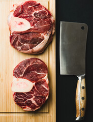 raw meat and knife