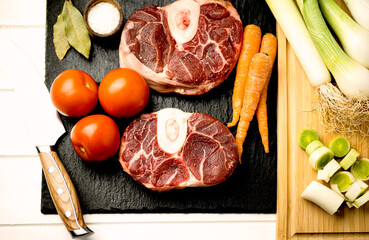 raw meat with vegetables