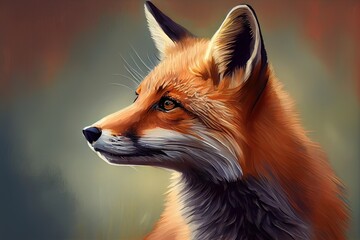 Obraz premium Painting of a fox. Generative AI
