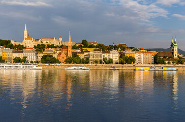 Fototapeta na wymiar Panorama of Budapest over the Danube, Hungary