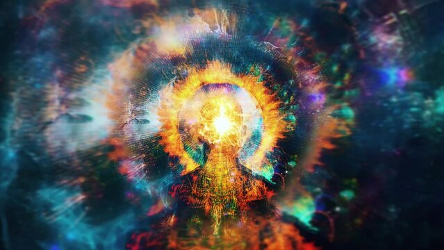 Man with ring of fire around