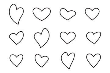 Heart outline icon set