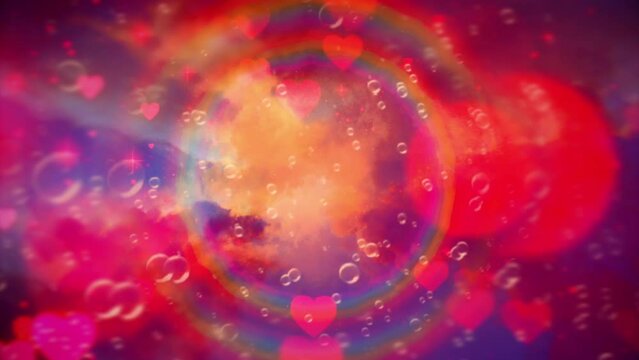 Cloudy sky with hearts