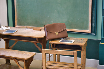 classroom concept children educational elementary grunge inside nostalgia teach college memories seat students tradition training schooling campus grade mathematics science test tutor university years