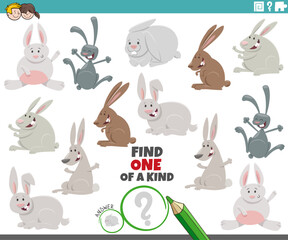 Obraz premium one of a kind game with funny cartoon rabbits