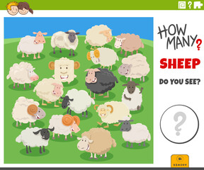 counting cartoon sheep farm animals educational game