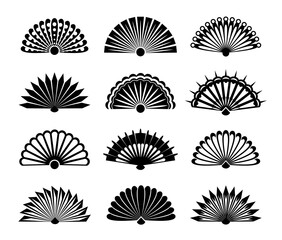Asian fan collection. Vector oriental design elements.