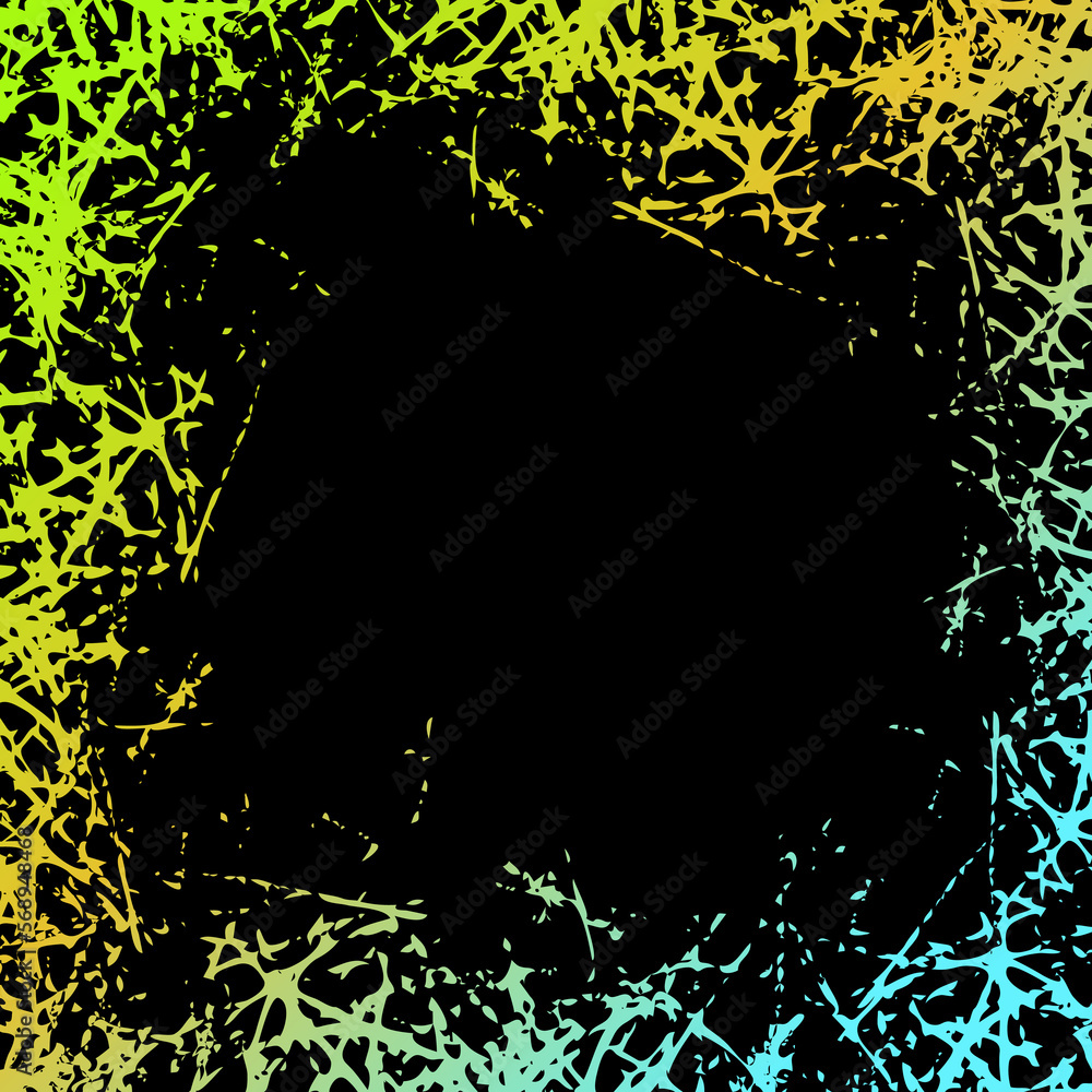 Aufkleber modern frame in grunge design. empty graphic border with multicolor scraping effect on black. jpeg i