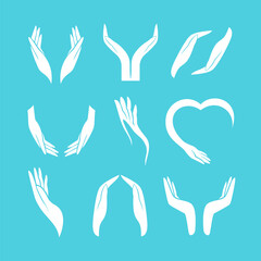 Obraz premium Hand icons collection. Vector human palm symbols.