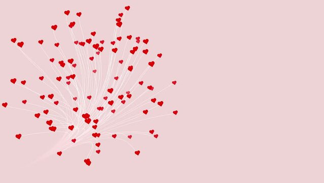 A bouquet of a heart shapes on a copy space background. Concept Valentine's Day animation.
