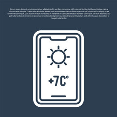 Blue line Weather forecast icon isolated on blue background. Vector Illustration
