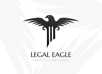 Pillar with eagle. Law firm logo template.