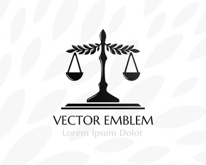 Balance with leaves. Law firm emblem template