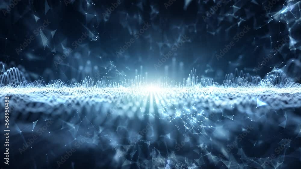 Poster futuristic cyberspace technology network wavy lines seamless looping animation background.