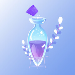 Flask with potion. Vector illustration 