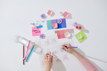 Advertising designer creative startup ideas in the office.