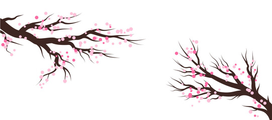 Spring blossom trees. Vector decoration elements.