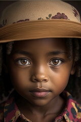 Close-up portrait of african american boy. ia generate