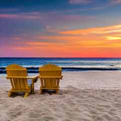 Fototapeta premium Generative AI sunset on the beach