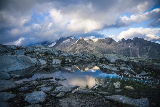 Dramatic sky over a soothing alpine landscape.