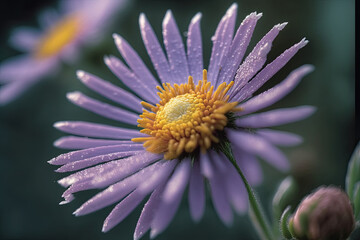 Fototapeta premium Pastel Purple Flower Closeup, New York Aster Flower, Generative AI Digital Illustration