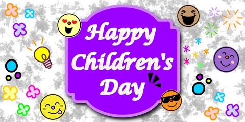 happy children's day celebration on white cartoon background
