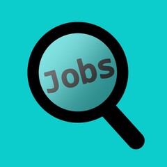 Searching for jobs icon on blue background