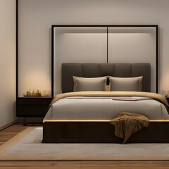 Minimalist master bedroom with a large bed3, Generative AI