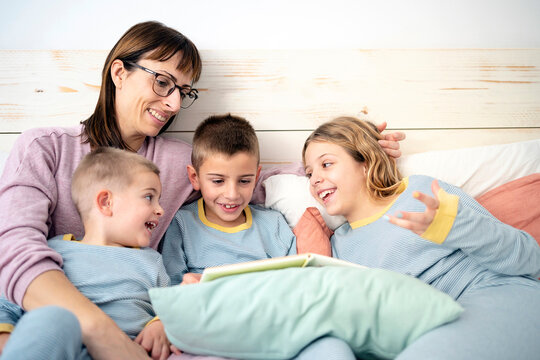 Family reading a bedtime story