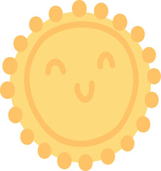 Cute colorful sun. Childish flat vector illustration collection. Weather forecast, meteorology. Rainy, cloud, sunny isolated on white background. T shirt print design element