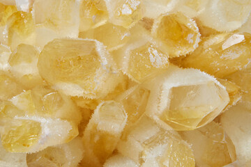 Close up of rare yellow mineral stones.