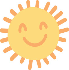 Cute colorful sun. Childish flat vector illustration collection. Weather forecast, meteorology. Rainy, cloud, sunny isolated on white background. T shirt print design element