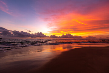 Sri Lanka zachód słońca ocean - obrazy, fototapety, plakaty