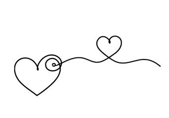 Abstract heart with heart as continuous line drawing on white background