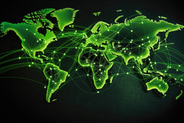 Green map showing a green global logistics network